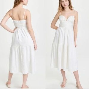 NEW Moon River Sweetheart Dress White Striped Spaghetti Strap Midi Dress